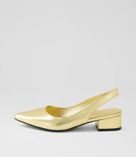 Image of Heels. Productname: Themust Gold Leather Heels in GOLD colour by brand - MOLLINI