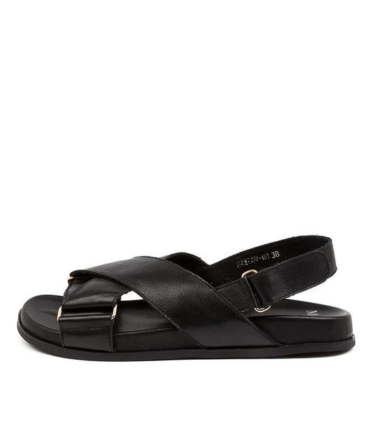 Image of Sandals. Productname: Haylow Black Leather Sandals in BLACK colour by brand - MOLLINI