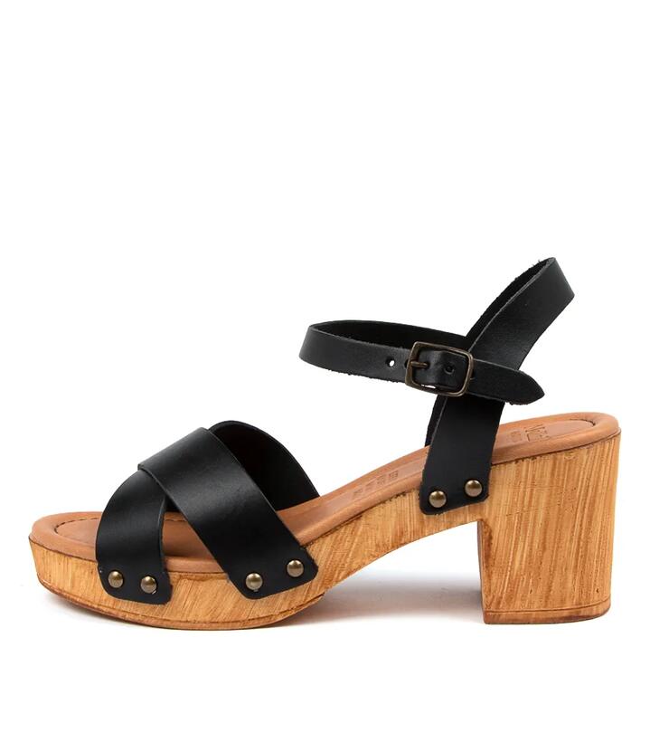 Image of Sandals. Productname: Byron Black Leather Sandals in Black colour by brand - MOLLINI