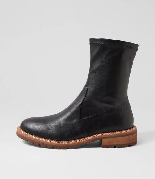 Image of Boots. Productname: Royalty Black Natural Stretch Ankle Boots in BLACK-NATURAL HEEL colour by brand - MOLLINI