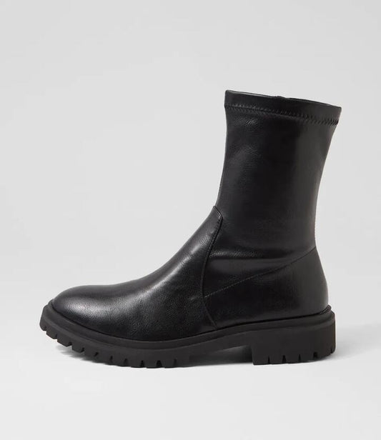 Image of Boots. Productname: Royalty Black Stretch Ankle Boots in BLACK-BLACK HEEL colour by brand - MOLLINI