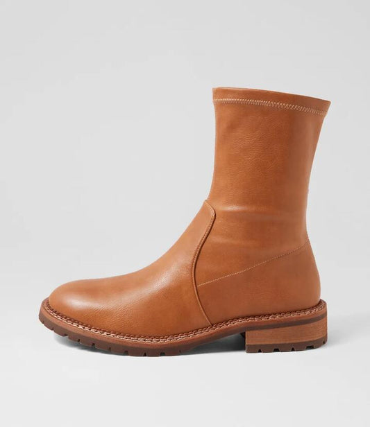 Image of Boots. Productname: Royalty Tan Stretch Ankle Boots in TAN colour by brand - MOLLINI