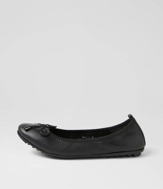 Image of Shoes. Productname: Berlin Black Leather Ballet Flats in Black colour by brand - MIDAS