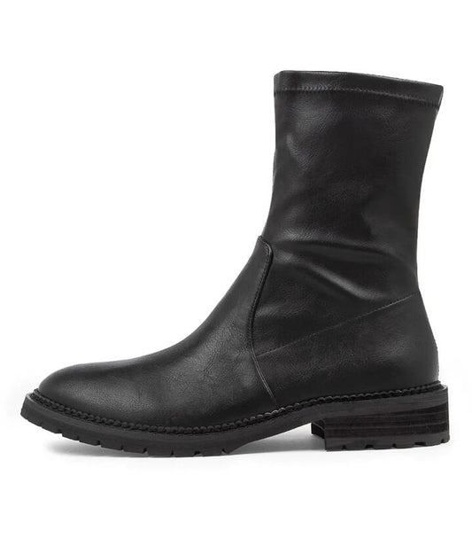 Image of Boots. Productname: Royalty Black Microsuede Ankle Boots in BLACK colour by brand - MOLLINI