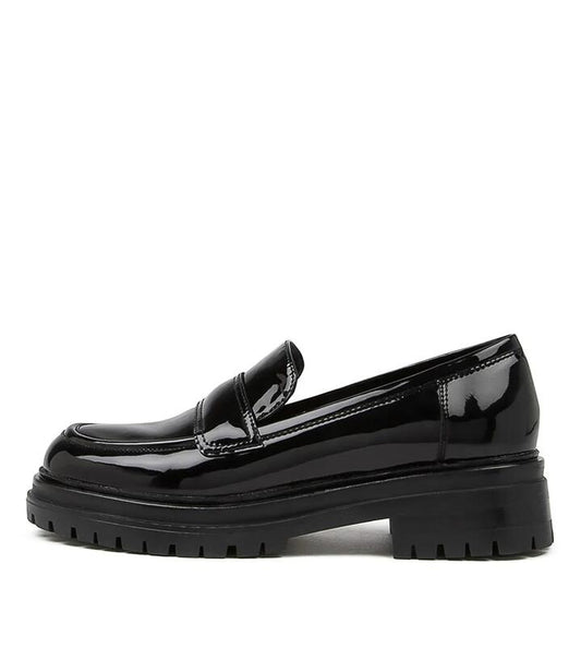 Image of Flats. Productname: Alanta Black Patent Leather Loafers in BLACK colour by brand - MOLLINI