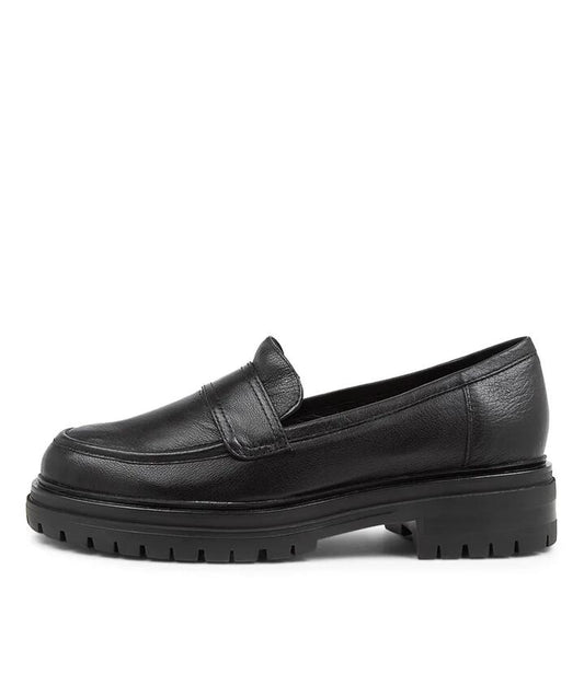 Image of Flats. Productname: Alanta Black Leather Loafers in BLACK colour by brand - MOLLINI