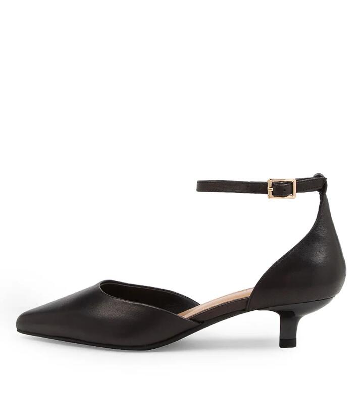 Image of Heels. Productname: Cushla Black Leather Heels in Black colour by brand - MOLLINI