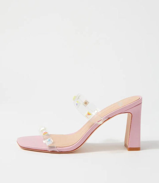 Image of Sandals. Productname: Stars Mo Baby Pink Pearl Stud Vinylite Leather Baby Pink Pearl Stud in BABY PINK-PEARL STUD colour by brand - MOLLINI