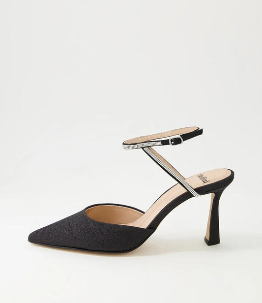 Image of Heels. Productname: Diamond Black Silver Jewels Glitter Heels in BLACK-SILVER JEWELS colour by brand - MOLLINI