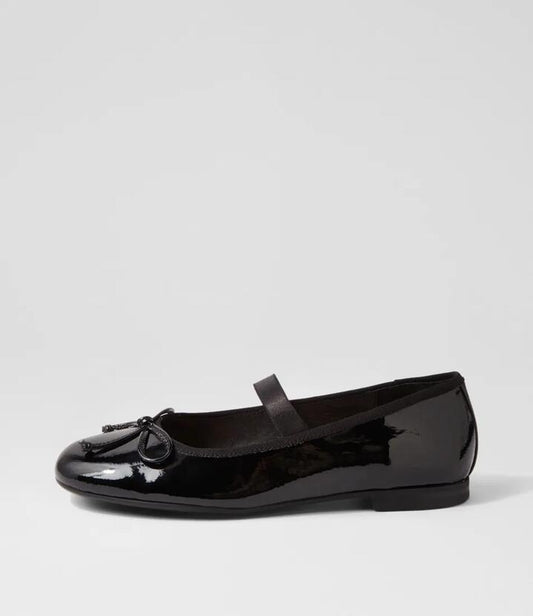 Image of Footwear. Productname: Bow Black Patent Leather Ballet Flats in BLACK colour by brand - MOLLINI