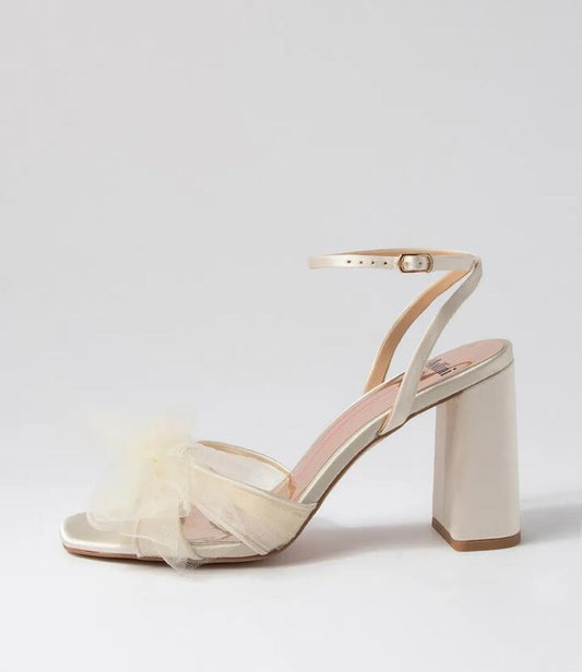 Image of Sandals. Productname: Queenbee Cream Fabric Sandals in CREAM colour by brand - MOLLINI