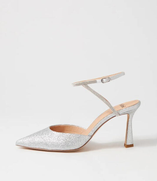 Image of Heels. Productname: Diamond Silver Glitter Heels in SILVER colour by brand - MOLLINI