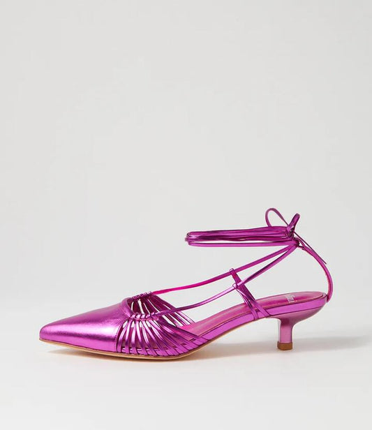 Image of Heels. Productname: Chalsey Fuchsia Metallic Leather Heels in FUCHSIA METALLIC colour by brand - MOLLINI