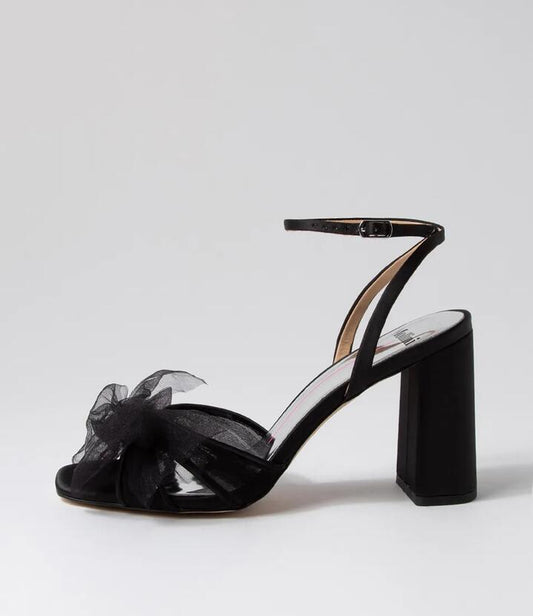 Image of Sandals. Productname: Queenbee Black Fabric Sandals in BLACK colour by brand - MOLLINI