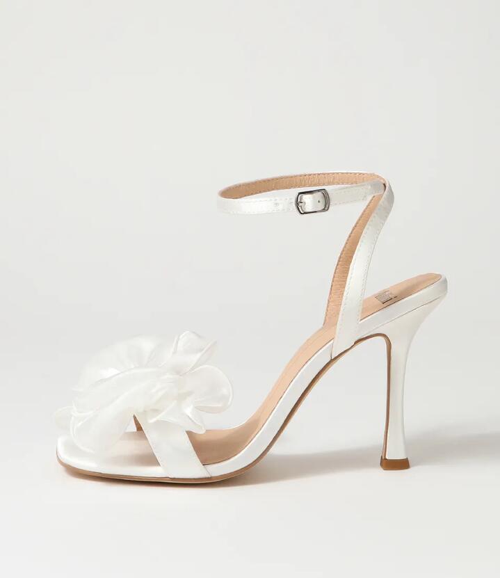 Image of Sandals. Productname: Daphne White Satin Sandals in White colour by brand - MOLLINI