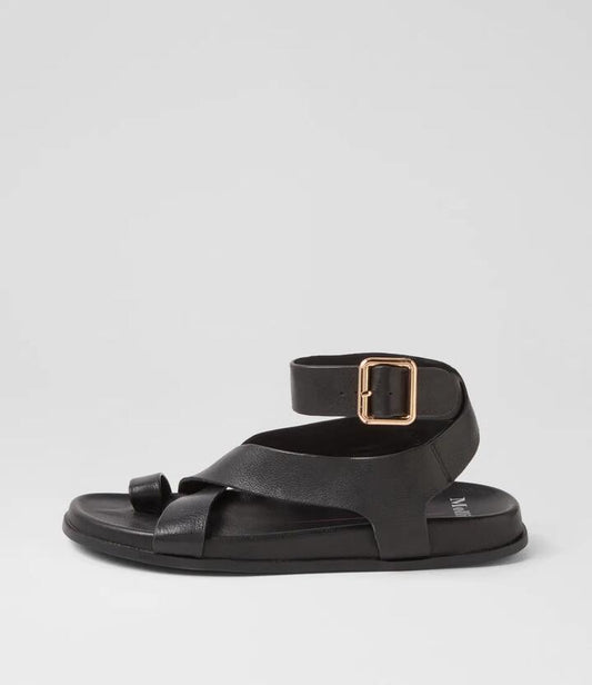 Image of Sandals. Productname: Huiro Black Leather Sandals in BLACK-BLACK SOLE colour by brand - MOLLINI