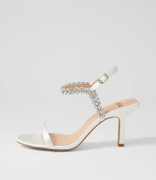 Image of Sandals. Productname: Sweetie White Satin Sandals in WHITE colour by brand - MOLLINI