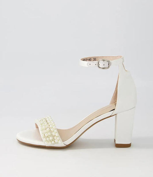 Image of Sandals. Productname: Guest White Satin Sandals in WHITE colour by brand - MOLLINI