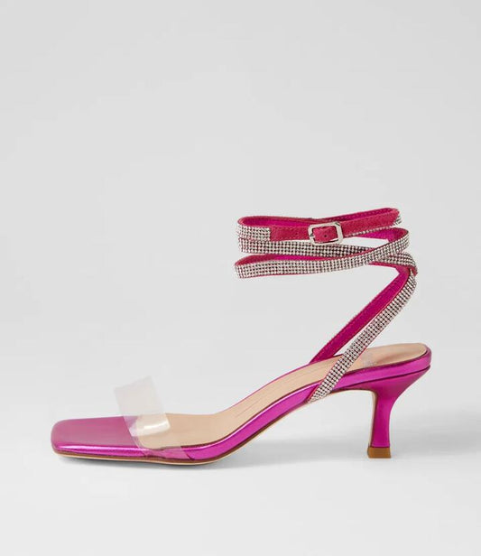 Image of Sandals. Productname: Didoa Fuchsia Metallic Leather Sandals in FUCHSIA METALLIC colour by brand - MOLLINI