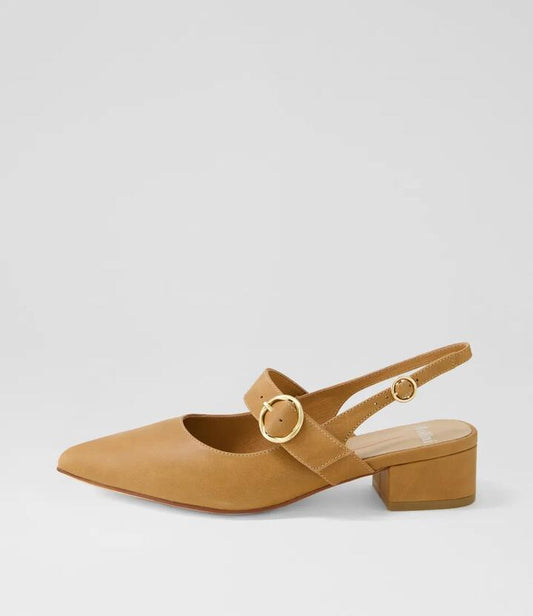 Image of Flats. Productname: Thetime Tan Leather Mary Jane Heels in TAN colour by brand - MOLLINI