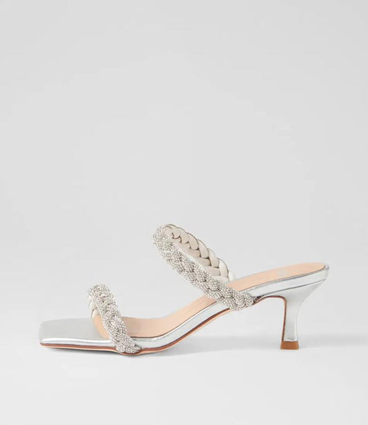Image of Sandals. Productname: Deshow Silver Jewels Leather Mules in SILVER-SILVER colour by brand - MOLLINI