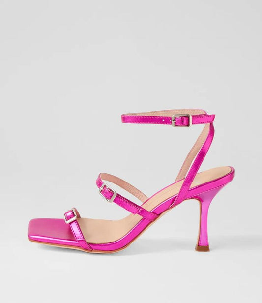 Image of Sandals. Productname: Wova Fuchsia Metallic Leather Sandals in FUCHSIA METALLIC colour by brand - MOLLINI