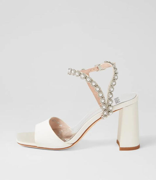 Image of Sandals. Productname: Mrs White Satin Sandals in WHITE colour by brand - MOLLINI