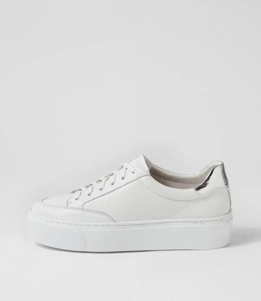 Image of Sneakers. Productname: Cardif White Silver Leather Sneakers in WHITE-SILVER colour by brand - MOLLINI