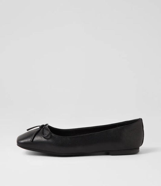 Image of Footwear. Productname: Teliyer Black Leather Ballet Flats in BLACK colour by brand - MOLLINI