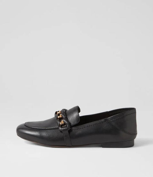 Image of Footwear. Productname: Gerlin Black Leather Flat Shoes in BLACK colour by brand - MOLLINI