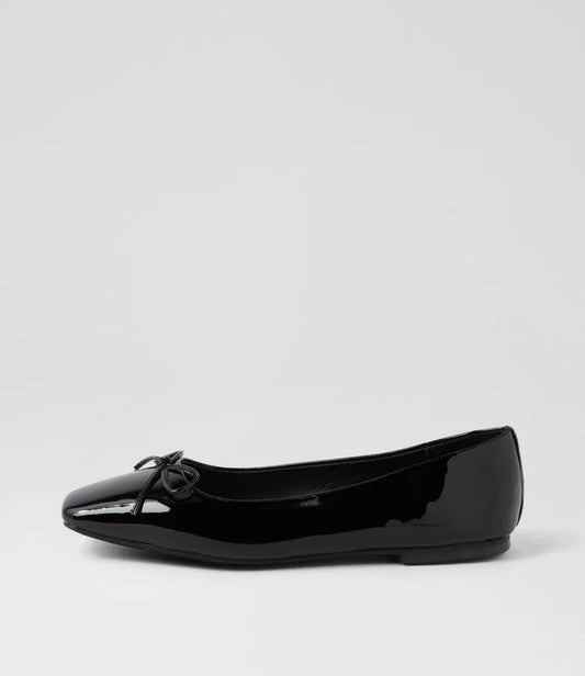 Image of Footwear. Productname: Teliyer Black Patent Leather Ballet Flats in BLACK colour by brand - MOLLINI