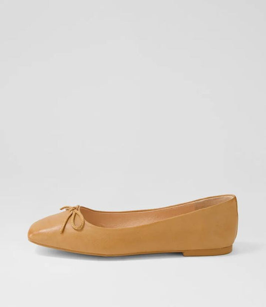 Image of Footwear. Productname: Teliyer Dark Tan Leather Ballet Flats in DK TAN colour by brand - MOLLINI