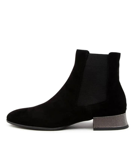 Image of Heels. Productname: Kenia Black Pewter Heel in BLACK-PEWTER HEEL colour by brand - MIDAS