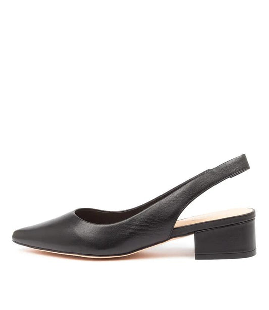 Image of Heels. Productname: Thelma Black Leather Heels in BLACK colour by brand - MIDAS