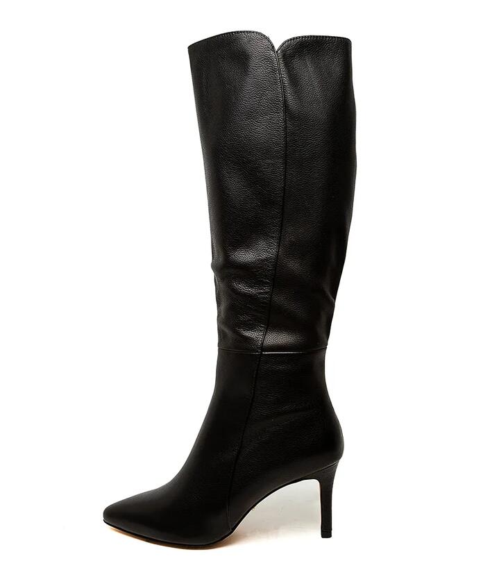 Image of Boots. Productname: Bueno Black Leather Knee High Boots in BLACK colour by brand - MIDAS
