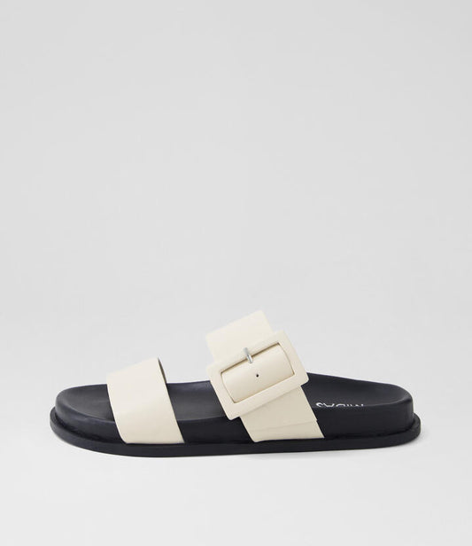 Image of Slippers. Productname: Beyda Cream Leather Slides in CREAM colour by brand - MIDAS