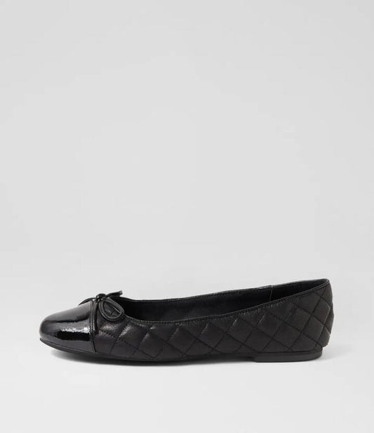 Image of Footwear. Productname: Bellee Black Patent Leather Ballet Flats in BLACK colour by brand - MIDAS