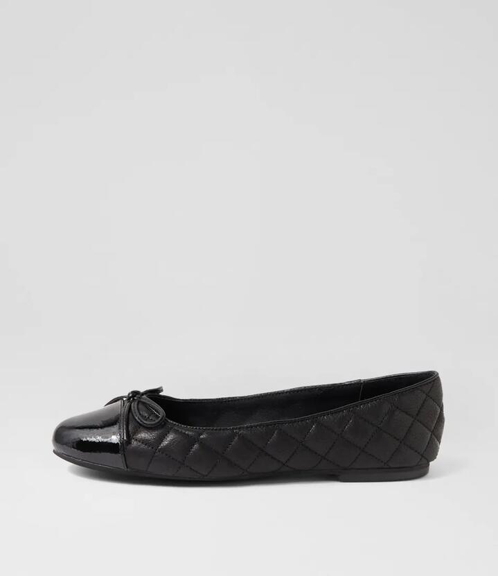 Image of Shoes. Productname: Bellee Black Patent Leather Ballet Flats in Black colour by brand - MIDAS