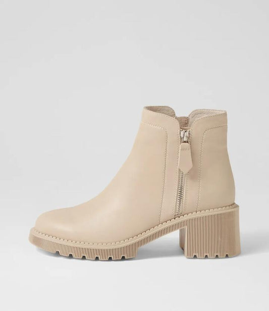 Image of Boots. Productname: Zanto Almond Leather Ankle Boots in ALMOND colour by brand - MIDAS