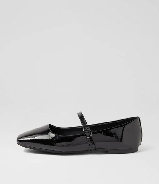 Image of Footwear. Productname: Tokena Black Patent Leather Flat Shoes in BLACK colour by brand - MOLLINI