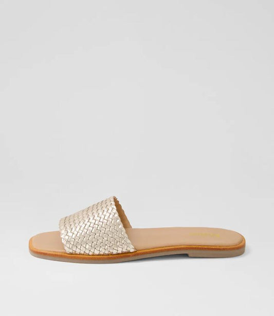 Image of Sandals. Productname: Jenlyn Gold Leather Sandals in GOLD colour by brand - MOLLINI