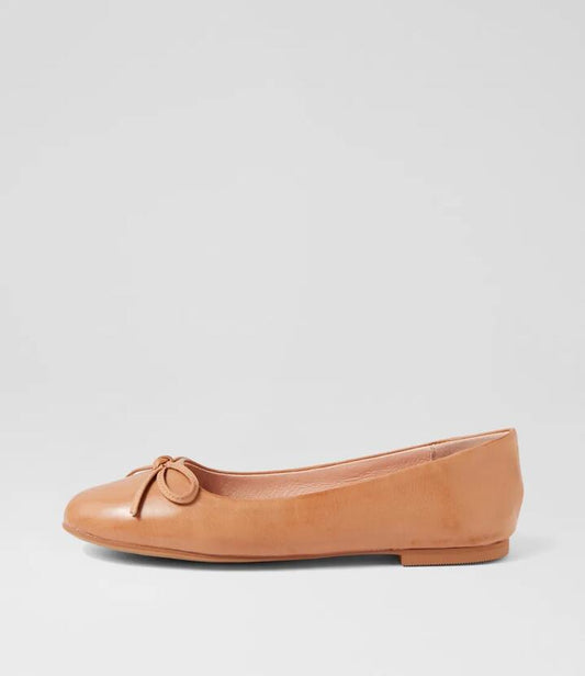 Image of Footwear. Productname: Ballerina Dark Tan Leather Ballet Flats in DK TAN colour by brand - MOLLINI
