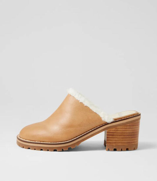 Image of Heels. Productname: Benate Camel Natural Heel Leather Heels in CAMEL-NATURAL HEEL colour by brand - MOLLINI