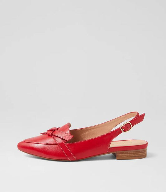 Image of Flats. Productname: Dido Red Leather Loafers in RED colour by brand - MIDAS