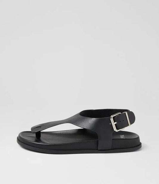 Image of Sandals. Productname: Hallee Black Leather Sandals in BLACK-BLACK SOLE colour by brand - MOLLINI