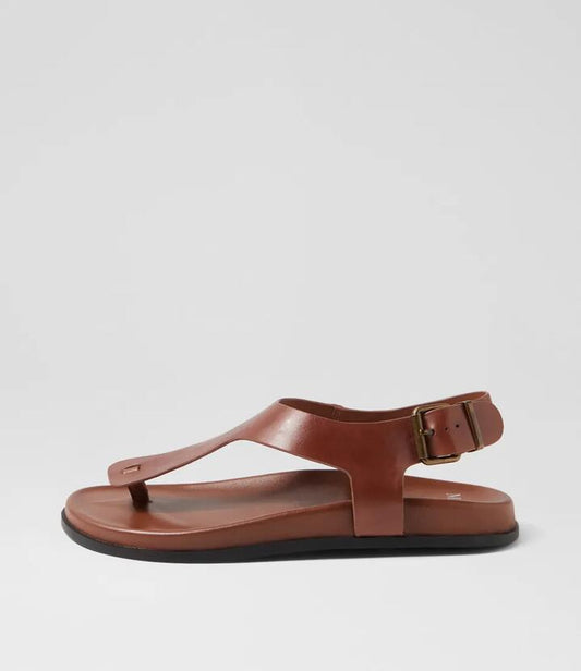 Image of Sandals. Productname: Hallee Walnut Black Leather Sandals in WALNUT-BLACK SOLE colour by brand - MOLLINI