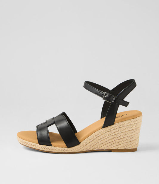 Image of Sandals. Productname: Jiggre Black Leather Sandals in BLACK colour by brand - MIDAS