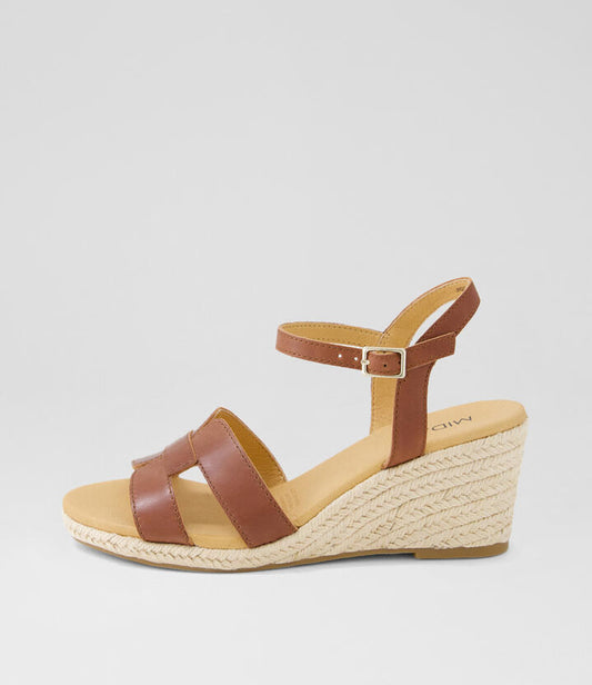 Image of Sandals. Productname: Jiggre Walnut Leather Sandals in WALNUT colour by brand - MIDAS