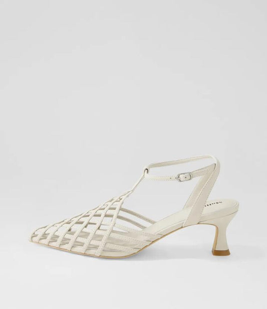Image of Heels. Productname: Glee Cream Leather Pump Heels in CREAM colour by brand - MOLLINI