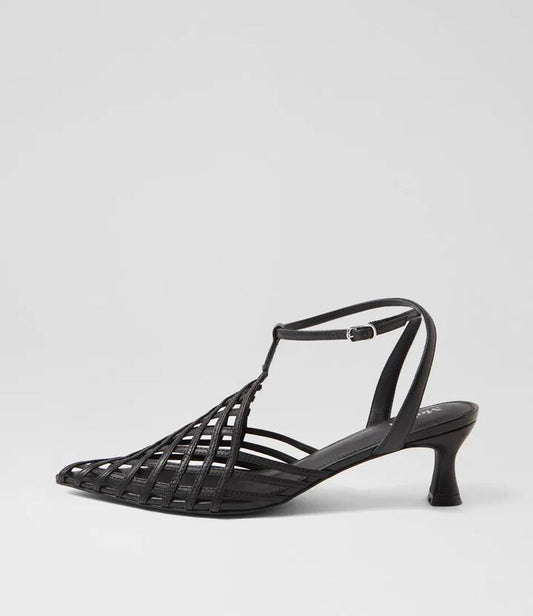 Image of Heels. Productname: Glee Black Leather Pump Heels in BLACK colour by brand - MOLLINI